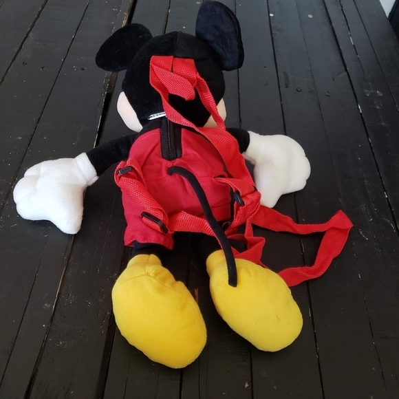 Disney Mickey Mouse Plush Backpack Stuffed Animal Red Black Yellow White - Picture 4 of 5